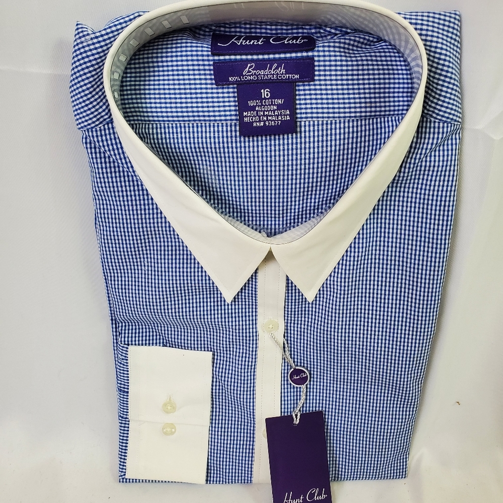 Hunt Club women's VTG microcheck button down top
